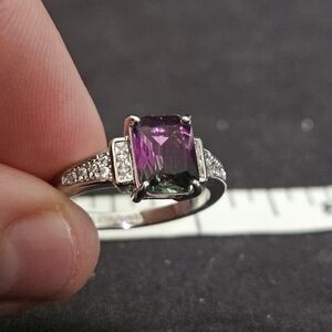 Bomb Party LAB Grown Amethyst cubic zirconia Rhodium Plating Size 9 Ring
